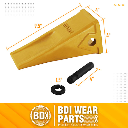 BDI Wear Parts 5 Pack 1U3352 Casting Bucket Teeth with Pins 8E6358 8E6359 Retainers Fits for Caterpillar J350 Tractor Excavator