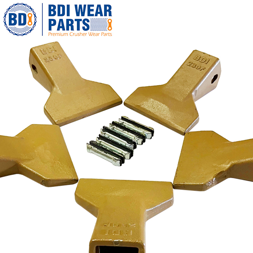 BDI Wear Parts 230F Heavy Flare BDI Tooth Company Bucket Teeth + 23FP Flexpins for Mini Excavator Backhoe Loade - 5 Pack