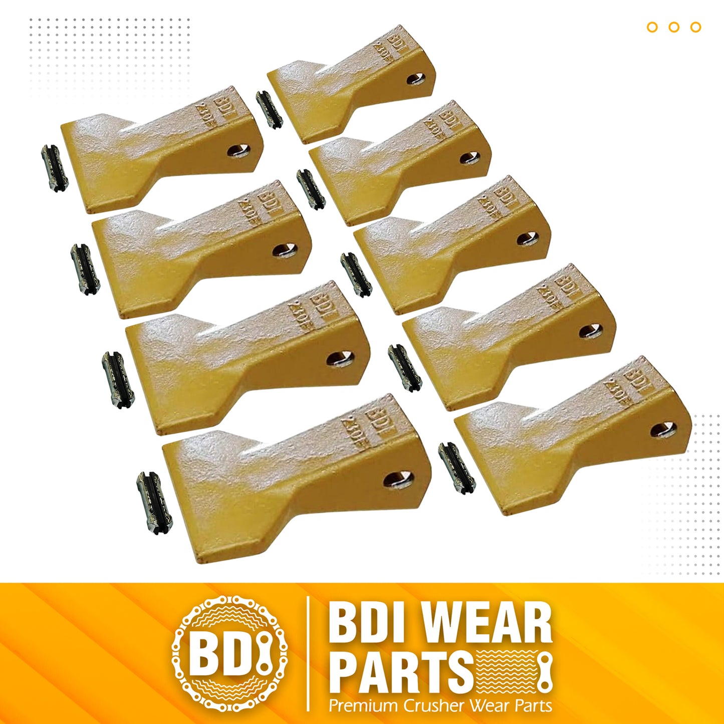 BDI Wear Parts 230F Heavy Flare BDI Tooth Company Bucket Teeth + 23FP Flexpins for Mini Excavator Backhoe Loade - 9 Pack