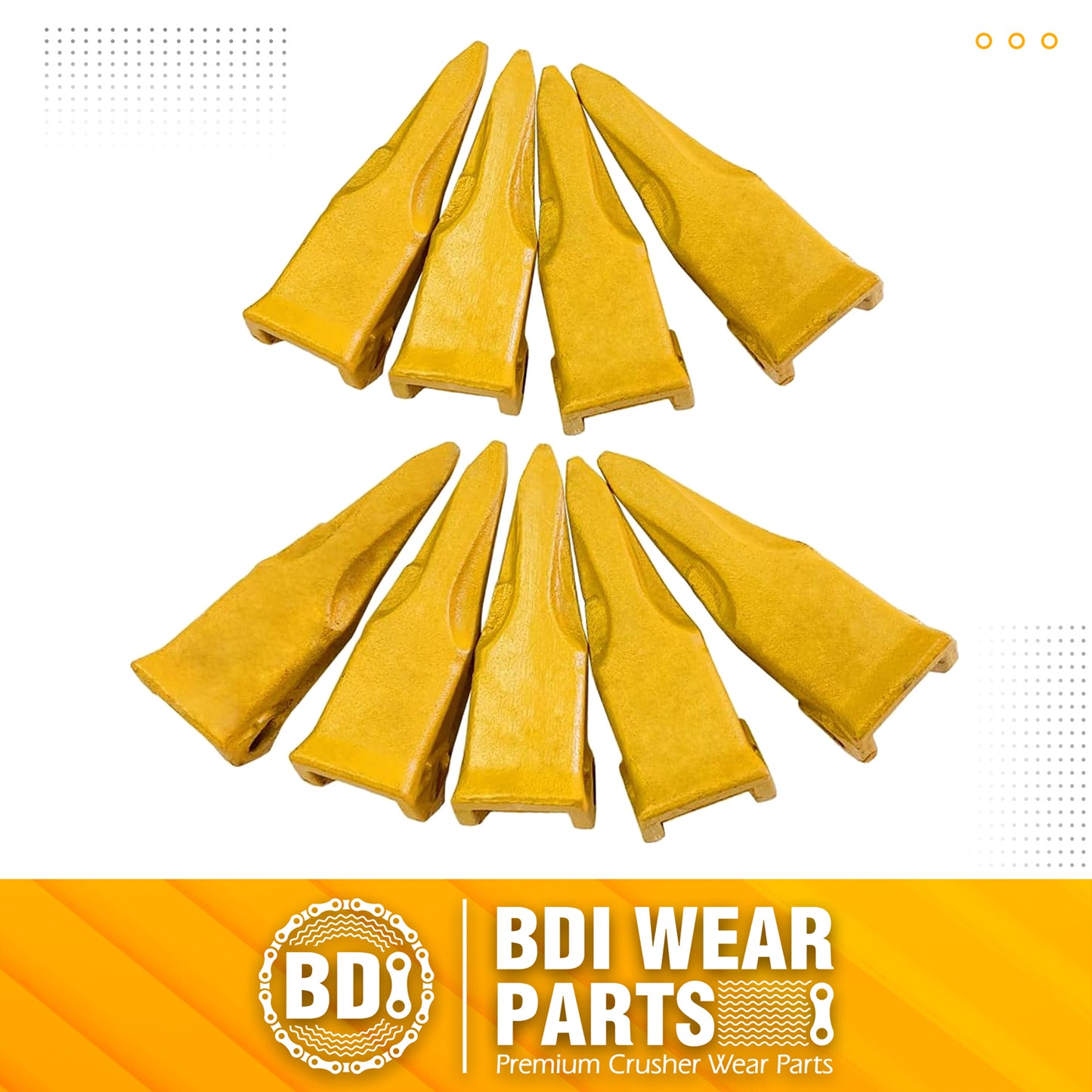 BDI Wear Parts Claw Twin Bucket Teeth 230T Bucket Teeth with 23FP Flexpin Forged BDI Tooth 230 Series Teeth - 9 Pack