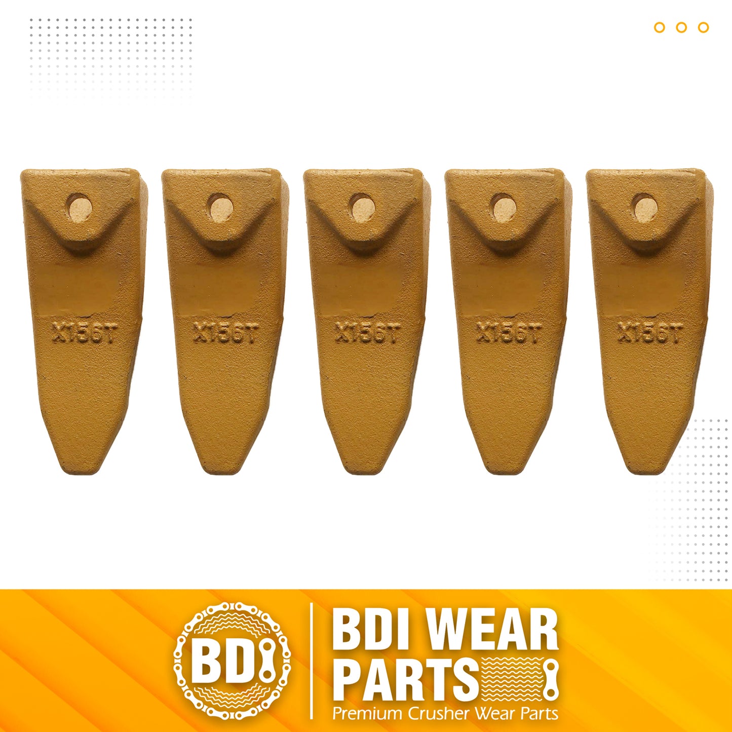 BDI Wear Parts Assembly 230X156 Backhoe Shank / X156T Bucket Teeth / P156 Flex Pin for Mini Excavator - 5 Set