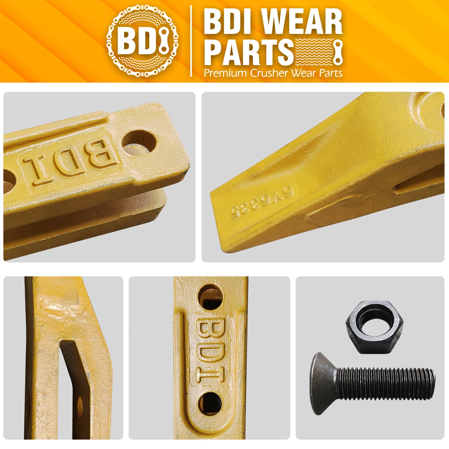 1358203 Bucket Teeth 6Y6335 Caterpillar Style Backhoe Loader / Excavator Unitooth with Bolts and Nuts - 2 Set