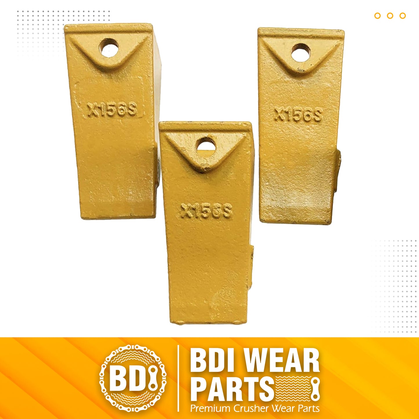 BDI Wear Parts X156S Short Dirt Teeth Hensley Style Bucket Teeth/Tooth with P156 Roll Pins - 3 Pack