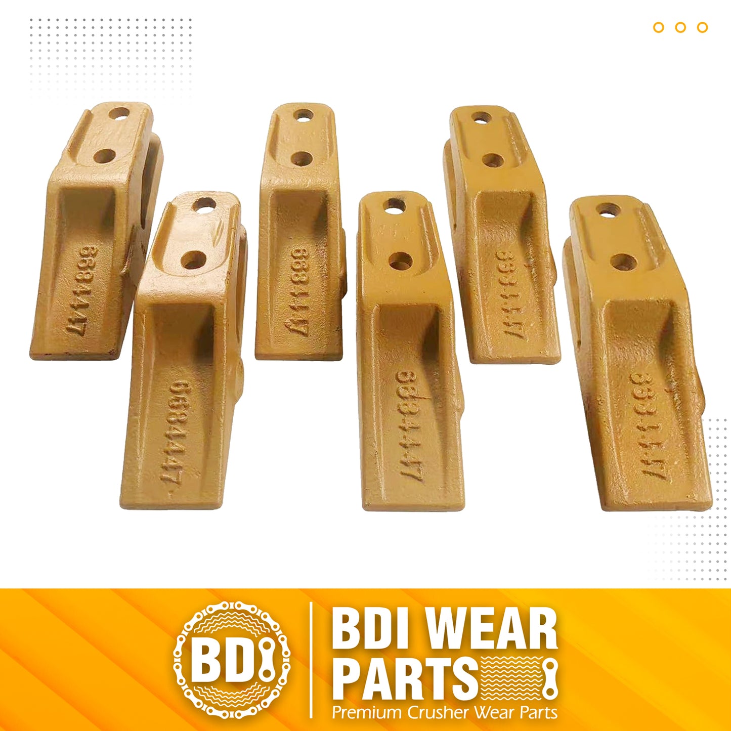 BDI Wear Parts 6684447 Trenching Bucket Teeth, Bobcat Style Skid Steer Backhoe Bolt On Tooth Unitooth - 6 Pack