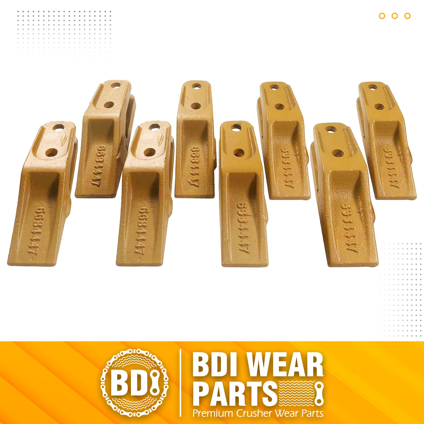 BDI Wear Parts 6684447 Trenching Bucket Teeth, Bobcat Style Skid Steer Backhoe Bolt On Tooth Unitooth - 8 Pack