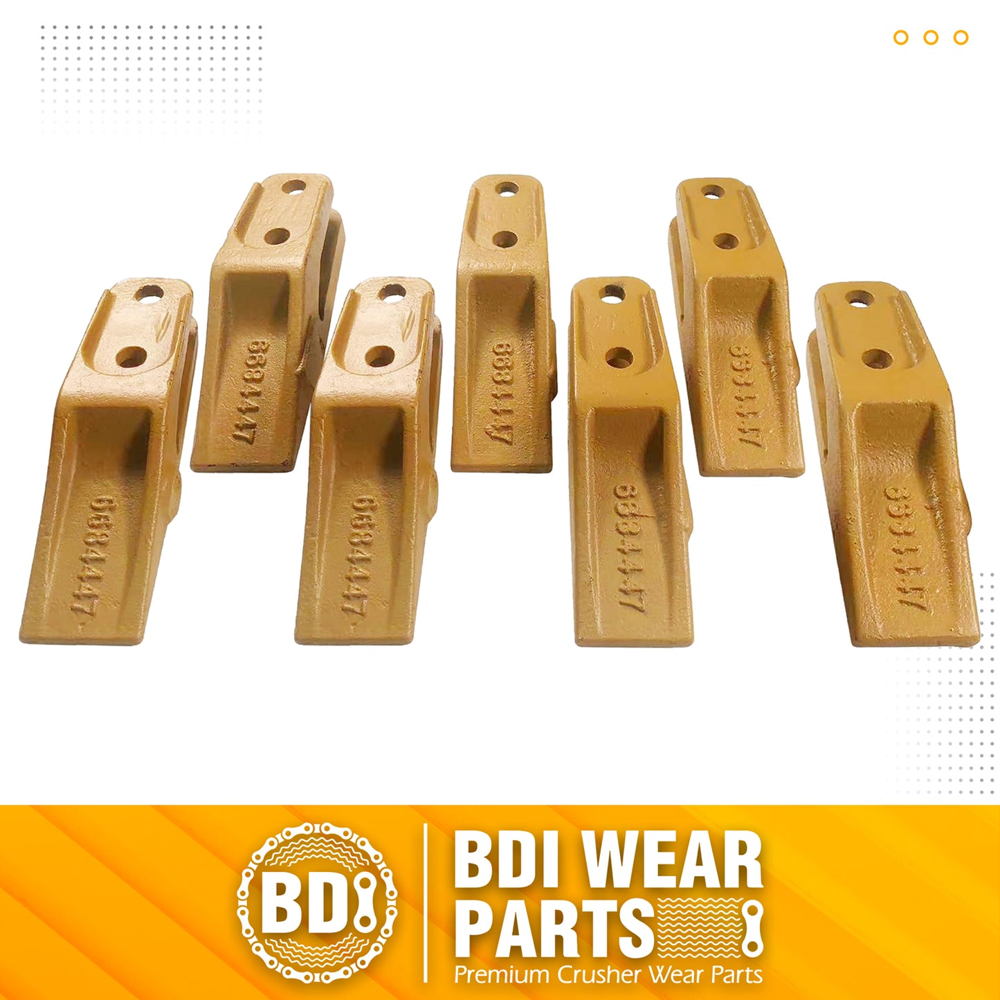 BDI Wear Parts 6684447 Trenching Bucket Teeth, Bobcat Style Skid Steer Backhoe Bolt On Tooth Unitooth - 7 Pack
