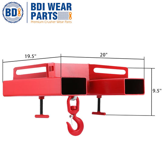 BDI Wear Parts Forklift Lifting Hook 6600lbs Capacity Forklift Lifting Hoist Red Forklift Mobile Crane with Swivel Hook and Two Large T-Screws