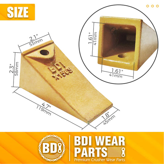 BDI Wear Parts X156S Short Dirt Teeth Hensley Style Bucket Teeth/Tooth with P156 Roll Pins - 9 Pack