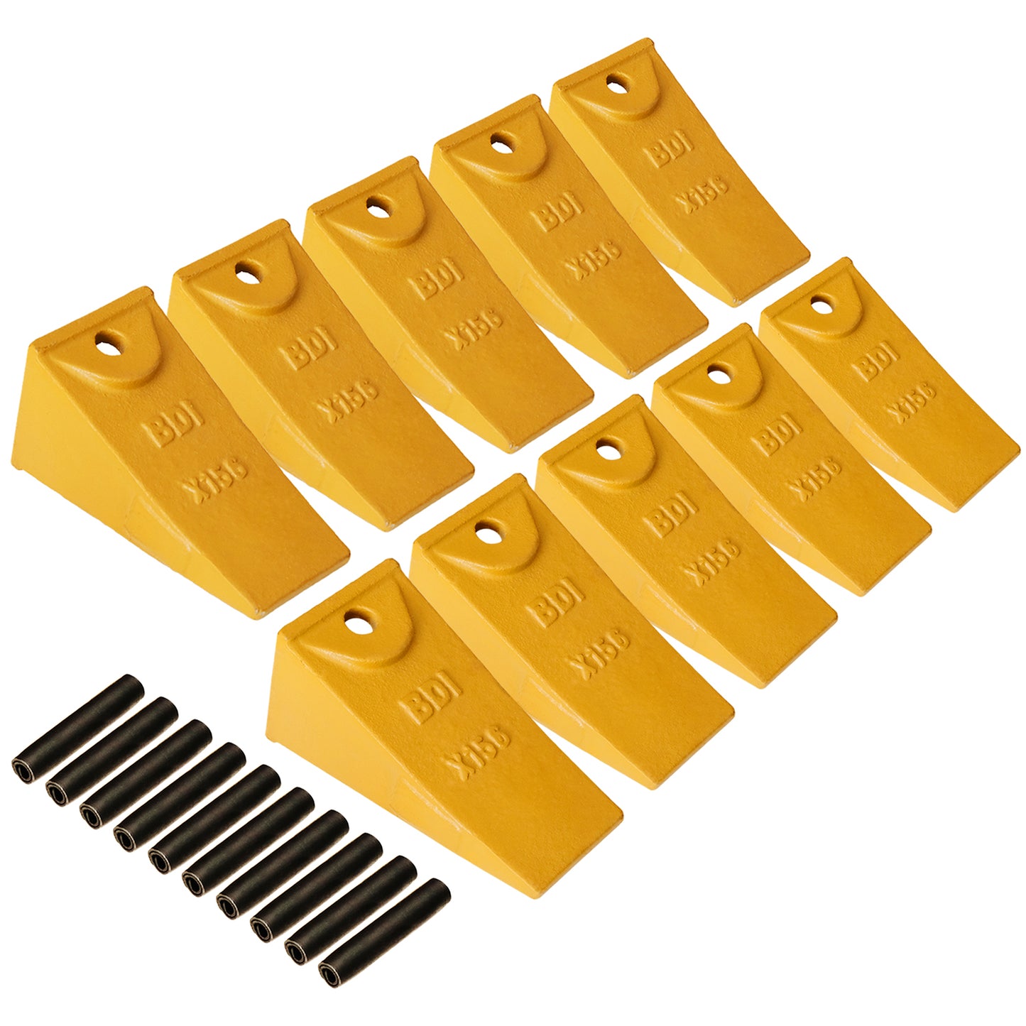 BDI Wear Parts X156 Dirt Teeth Hensley Style Bucket Teeth/Tooth & P156 Roll Pins - 10 Pack
