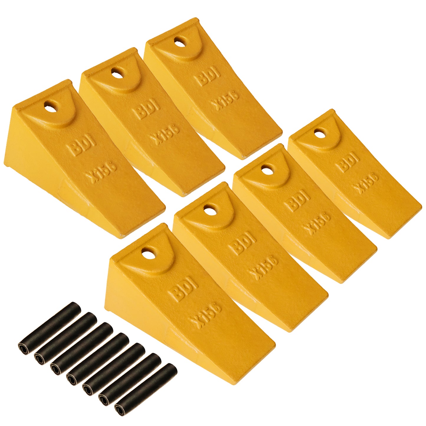 BDI Wear Parts X156 Dirt Teeth Hensley Style Bucket Teeth/Tooth & P156 Roll Pins - 7 Pack