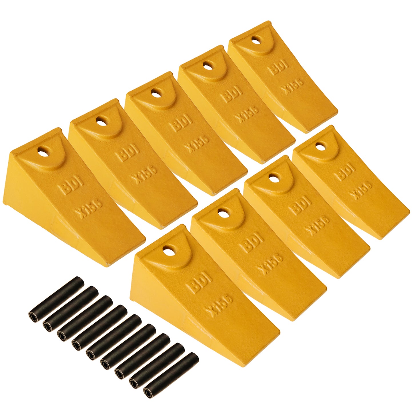 BDI Wear Parts X156 Dirt Teeth Hensley Style Bucket Teeth/Tooth & P156 Roll Pins - 9 Pack