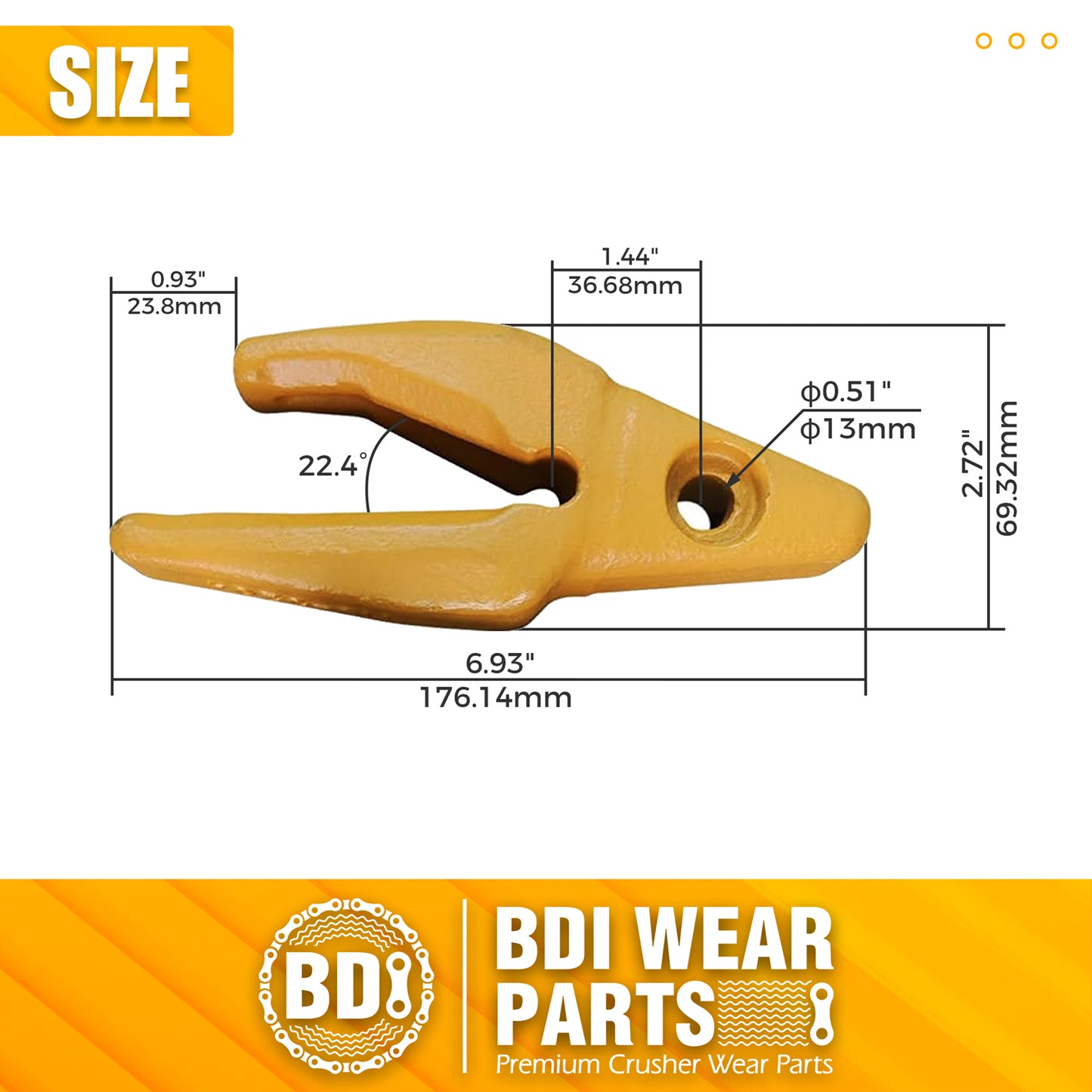 BDI Wear Parts 119-3204 Teeth Adapter, Excavator Weld On Shanks for 1U3202 Bucket Teeth- 3 Pack
