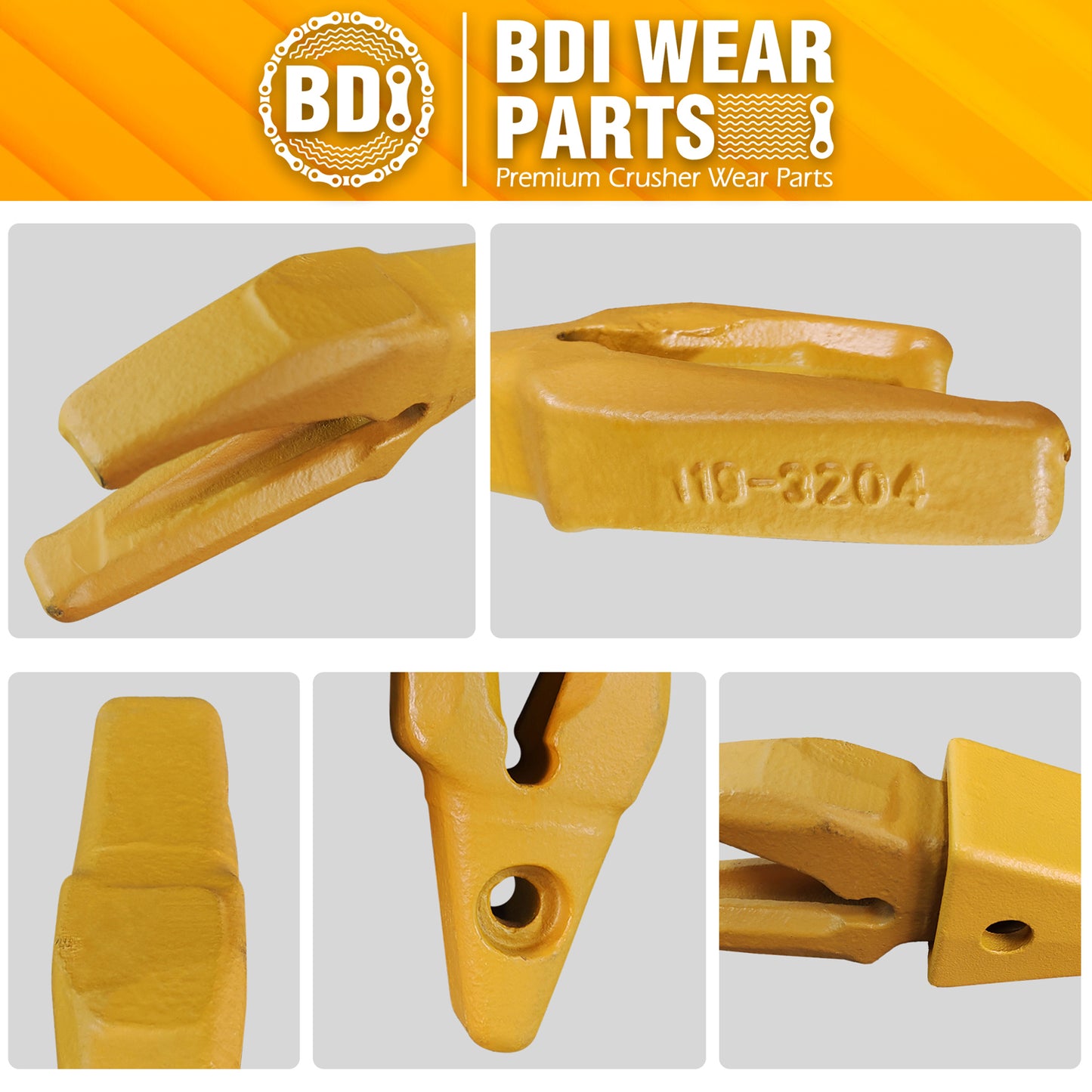 BDI Wear Parts 119-3204 Teeth Adapter, Excavator Weld On Shanks for 1U3202 Bucket Teeth- 3 Pack