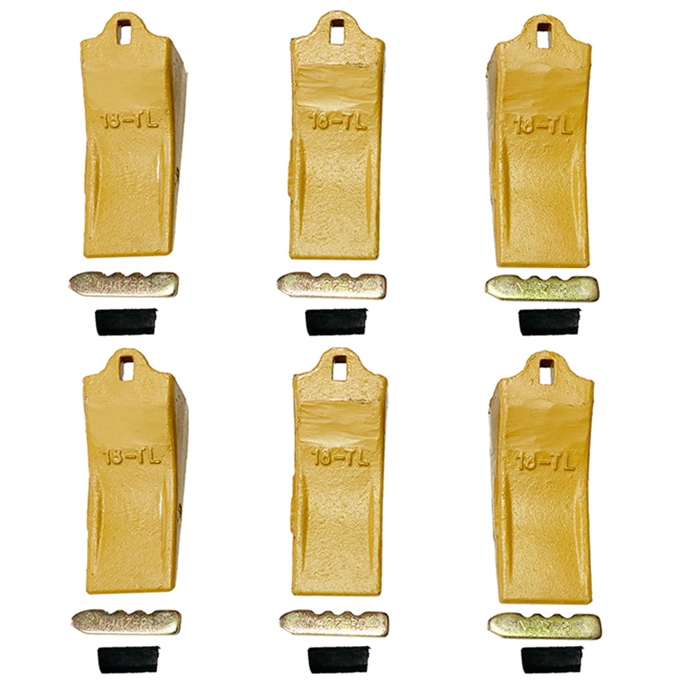 BDI Wear Parts 18TL Bucket Teeth with 18/20PN Pins Fits Esco Style Digging Bucket - 6 Pack
