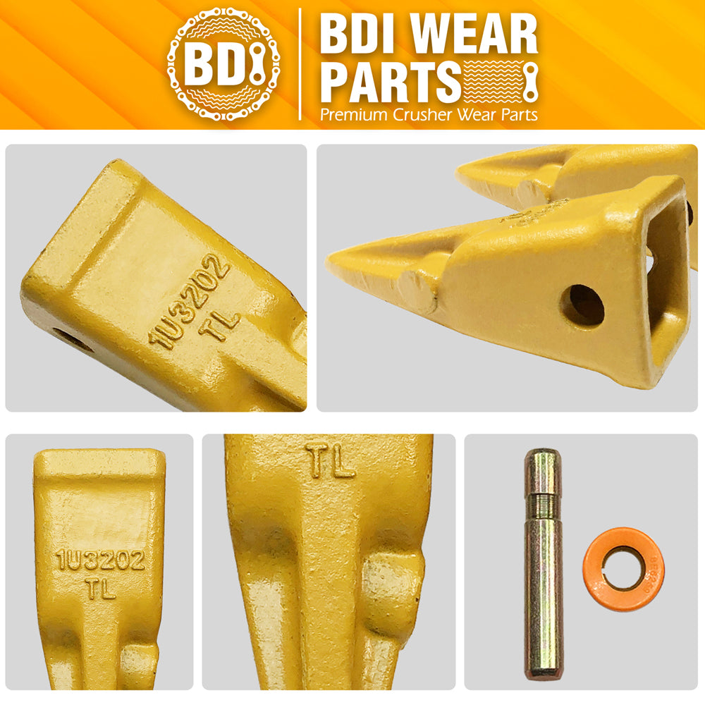 BDI Wear Parts 1U3202TL Hensley Style Bucket Teeth for Excavator Buckets Caterpillars Tractor Bobcat Bucket Teeth for Skid Steer - 10 Pack