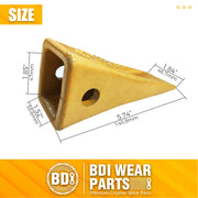 BDI Wear Parts 1U3202 Caterpillar Style General Purpose Dirt Excavator Bucket Teeth Long Tip with Pins and Retainers - 10 Pack