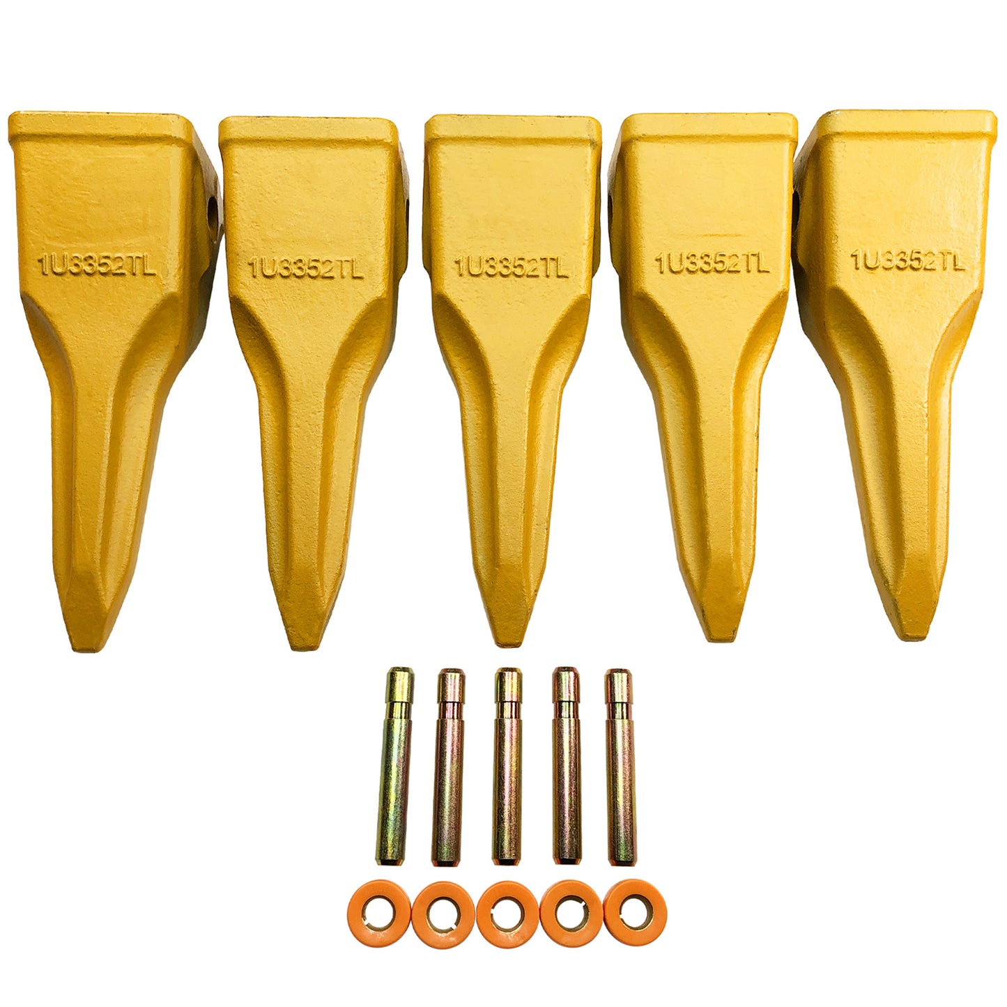 BDI Wear Parts 5 PACK 1U3352TL, Single-Pointed Rock Tooth of Excavator Bucket with pin Suitable for Cat J350 Series