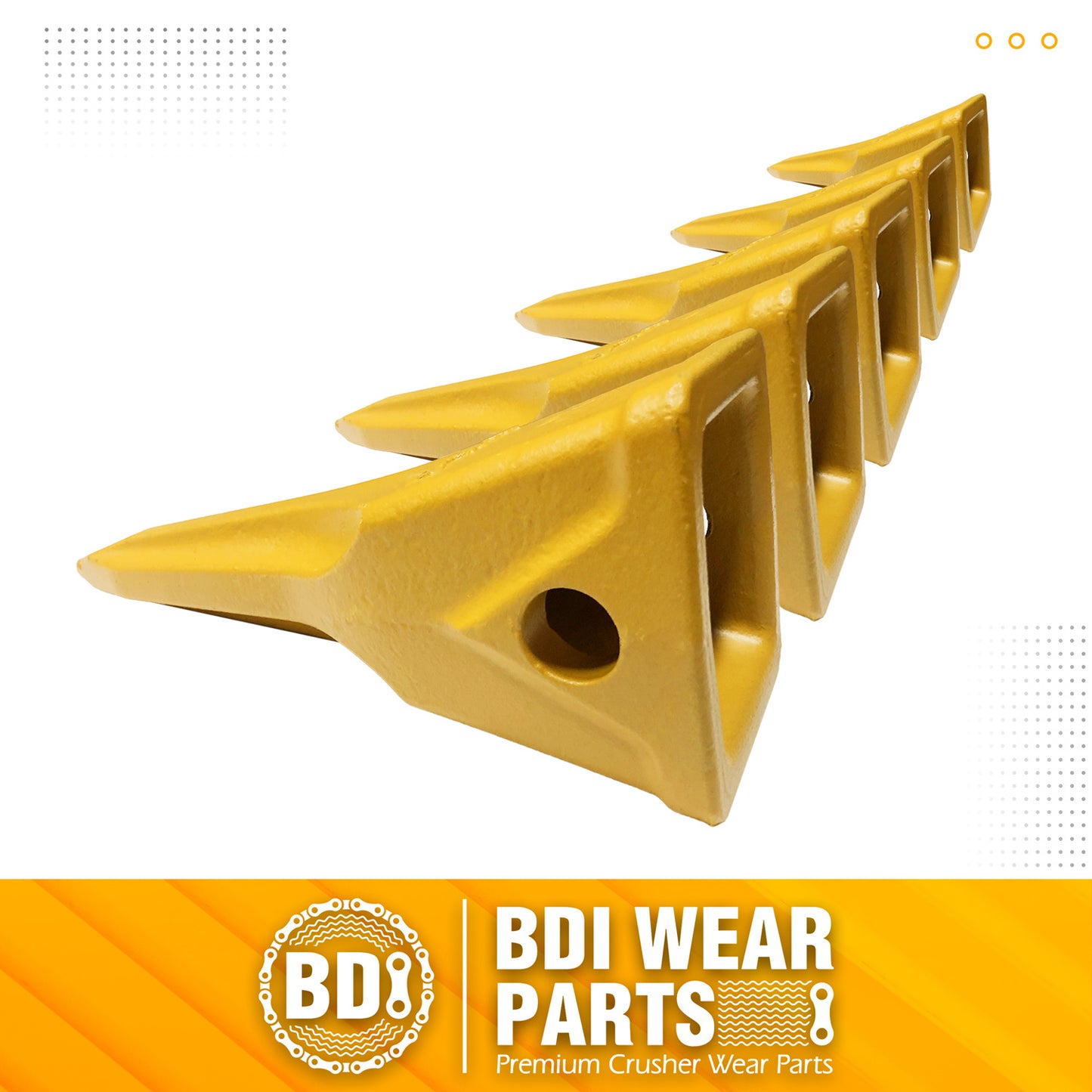 BDI Wear Parts 5 PACK 1U3352TL, Single-Pointed Rock Tooth of Excavator Bucket with pin Suitable for Cat J350 Series