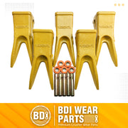 BDI Wear Parts Cat 5 PACK J350 Bucket Tooth Bucket Teeth with Pins & Retailers Fits Excavator Caterpillar J350 - 1U3352WTL