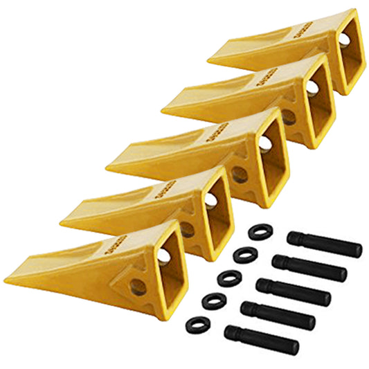 BDI Wear Parts 5 Pack 1U3352 Casting Bucket Teeth with Pins 8E6358 8E6359 Retainers Fits for Caterpillar J350 Tractor Excavator