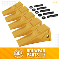 BDI Wear Parts 5 Pack 1U3352 Casting Bucket Teeth with Pins 8E6358 8E6359 Retainers Fits for Caterpillar J350 Tractor Excavator