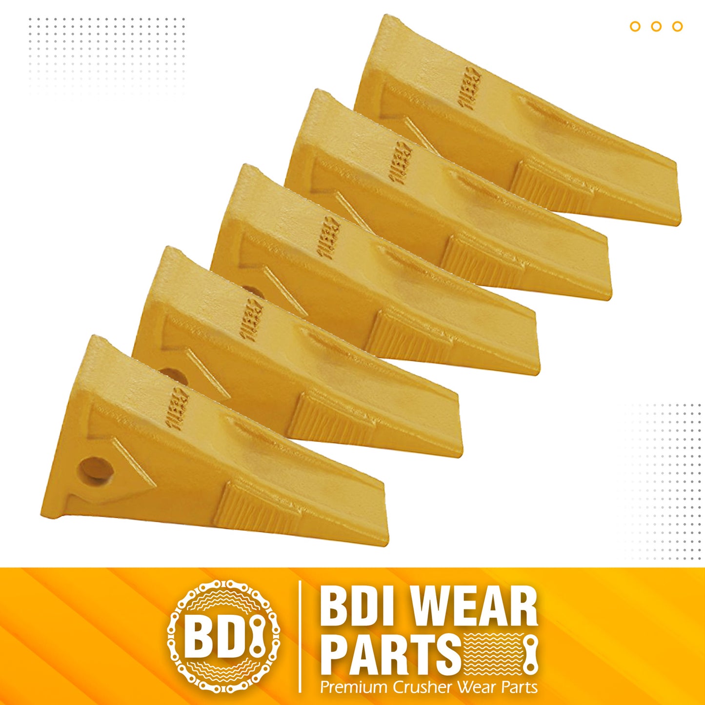BDI Wear Parts 5 Pack 1U3352 Casting Bucket Teeth with Pins 8E6358 8E6359 Retainers Fits for Caterpillar J350 Tractor Excavator