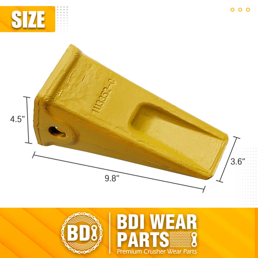 BDI Wear Parts 5 Pack Forged Caterpillar J350 Style Bucket Dirt Teeth w/ Pins 8E6358 & 8E6359 Retainers - 1U3352