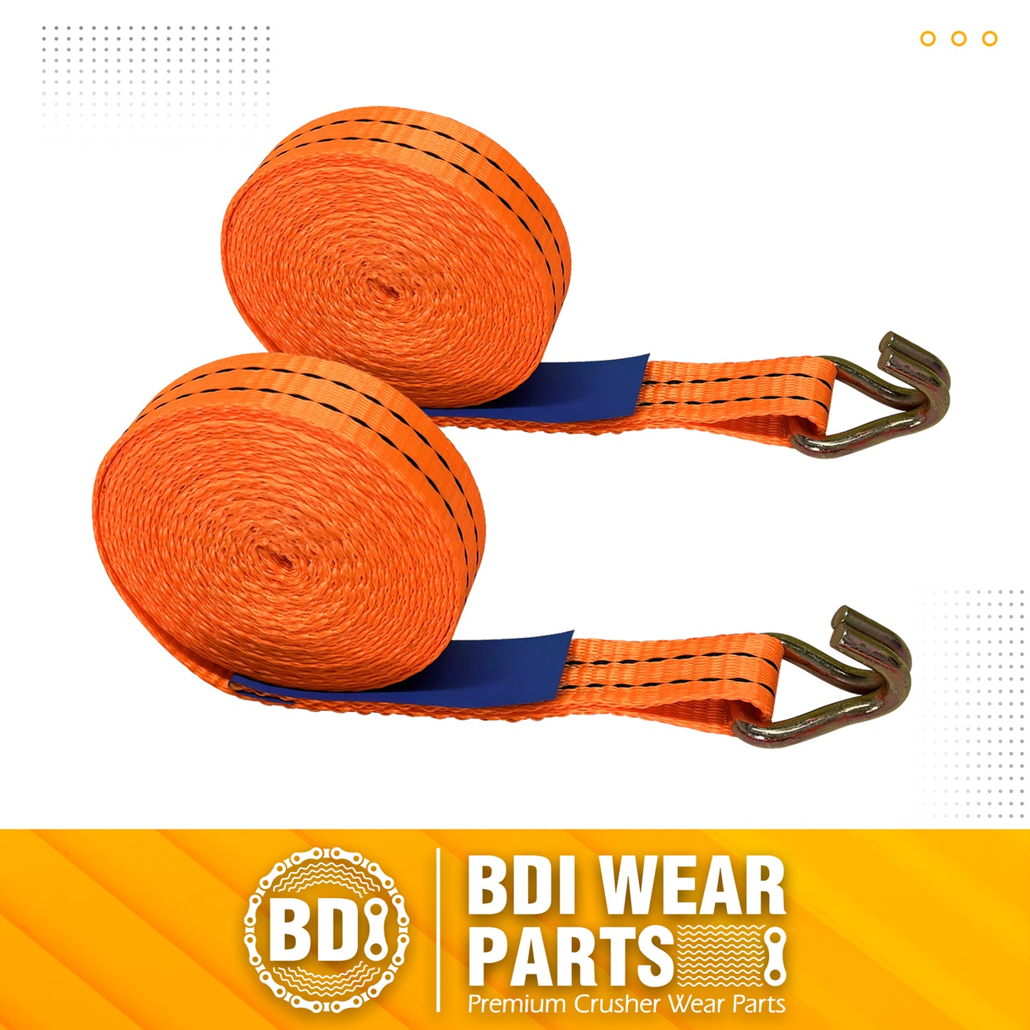 BDI Wear Parts 1" x16' Ratchet Straps Tie Down 2000LBS Break Strength, 600 LBS Working Load, Double J Hook Heavy Duty Cargo Strap for Moving Appliances, Motorcycles and Securing Cargo - 2/4/6PCS