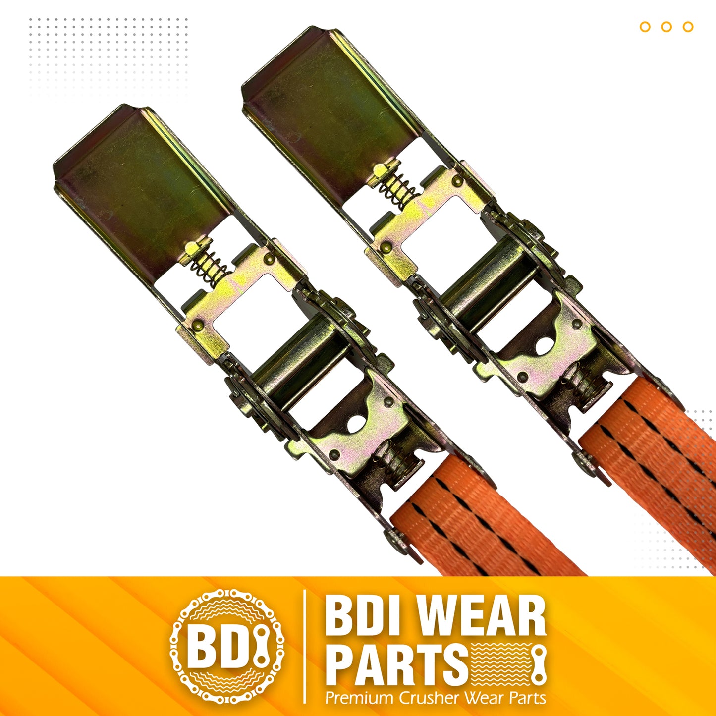 BDI Wear Parts 1" x16' Ratchet Straps Tie Down 2000LBS Break Strength, 600 LBS Working Load, Double J Hook Heavy Duty Cargo Strap for Moving Appliances, Motorcycles and Securing Cargo - 2/4/6PCS