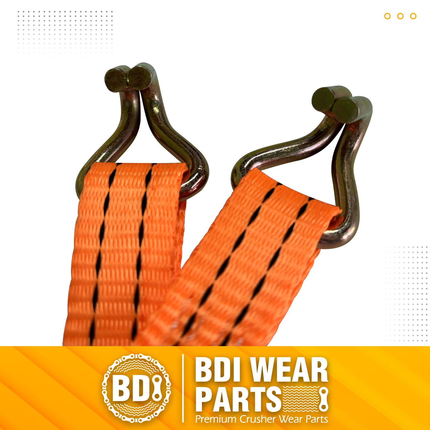 BDI Wear Parts 1" x16' Ratchet Straps Tie Down 2000LBS Break Strength, 600 LBS Working Load, Double J Hook Heavy Duty Cargo Strap for Moving Appliances, Motorcycles and Securing Cargo - 2/4/6PCS