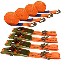 BDI Wear Parts 1" x16' Ratchet Straps Tie Down 2000LBS Break Strength, 600 LBS Working Load, Double J Hook Heavy Duty Cargo Strap for Moving Appliances, Motorcycles and Securing Cargo - 2/4/6PCS