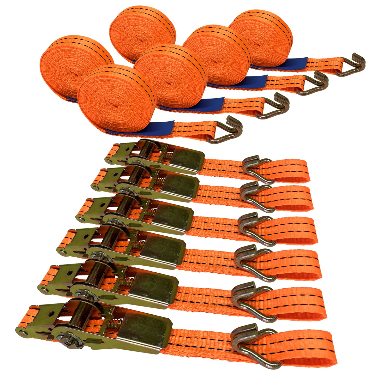 BDI Wear Parts 1" x16' Ratchet Straps Tie Down 2000LBS Break Strength, 600 LBS Working Load, Double J Hook Heavy Duty Cargo Strap for Moving Appliances, Motorcycles and Securing Cargo - 2/4/6PCS