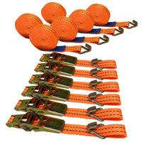 BDI Wear Parts 1" x16' Ratchet Straps Tie Down 2000LBS Break Strength, 600 LBS Working Load, Double J Hook Heavy Duty Cargo Strap for Moving Appliances, Motorcycles and Securing Cargo - 2/4/6PCS