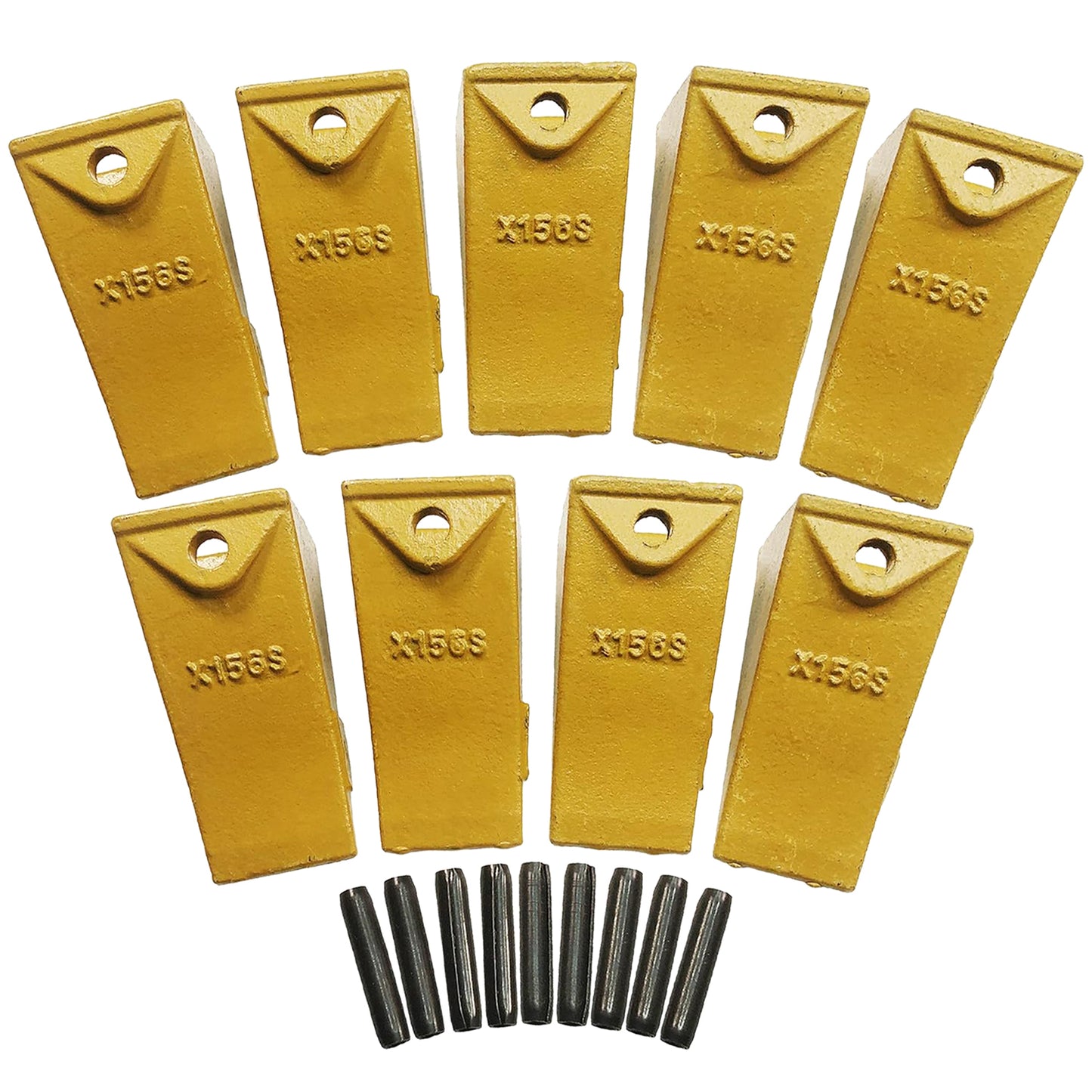 BDI Wear Parts X156S Short Dirt Teeth Hensley Style Bucket Teeth/Tooth with P156 Roll Pins - 9 Pack