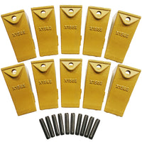 BDI Wear Parts X156S Short Dirt Teeth Hensley Style Bucket Teeth/Tooth with P156 Roll Pins - 10 Pack
