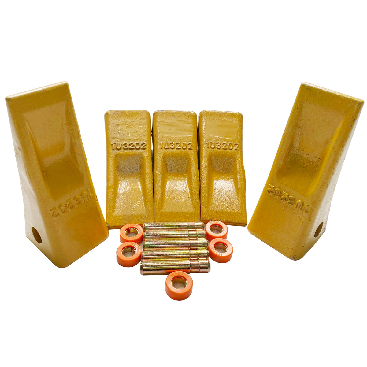 BDI Wear Parts 1U3202 Caterpillar Style General Purpose Dirt Excavator Bucket Teeth Long Tip with Pins and Retainers - 5 Pack