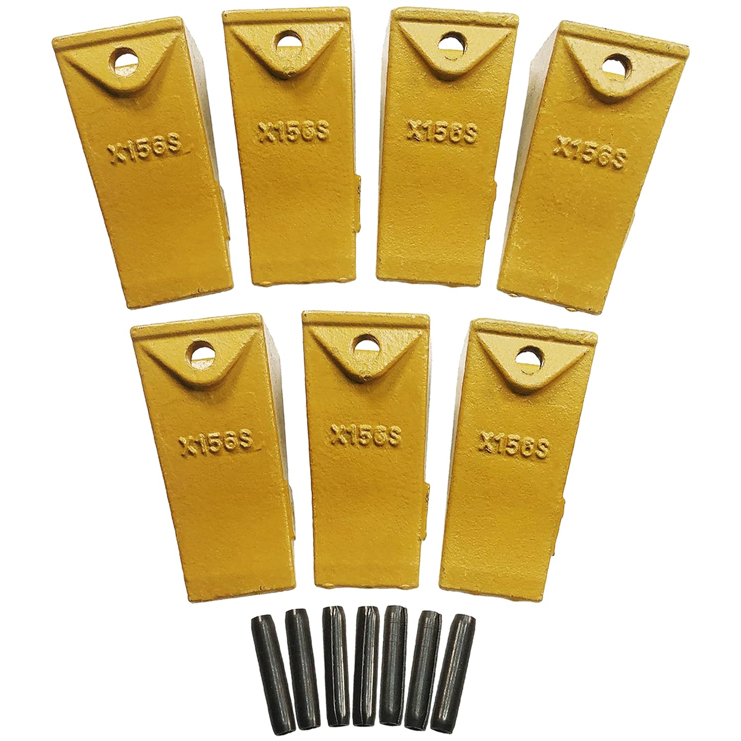 BDI Wear Parts X156S Short Dirt Teeth Hensley Style Bucket Teeth/Tooth with P156 Roll Pins - 7 Pack