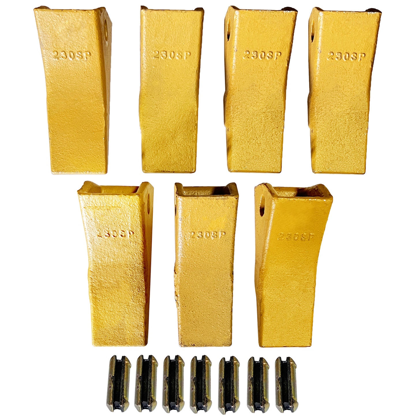 BDI WEAR PARTS 230SP Casting Backhoe Bucket Teeth with TF23P Flex Pin for 23 & 230 Series Skid Steer Loaders and Excavators - 7 Pack