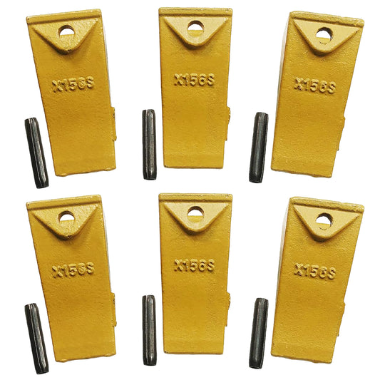 BDI Wear Parts X156S Short Dirt Teeth Hensley Style Bucket Teeth/Tooth with P156 Roll Pins - 6 Pack