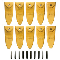 BDI Wear Parts X156T Tiger Hensley Style Bucket Teeth 156 Series Adapters Short Teeth with P156 Roll Pins- 10 Pack