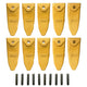 BDI Wear Parts X156T Tiger Hensley Style Bucket Teeth 156 Series Adapters Short Teeth with P156 Roll Pins- 10 Pack