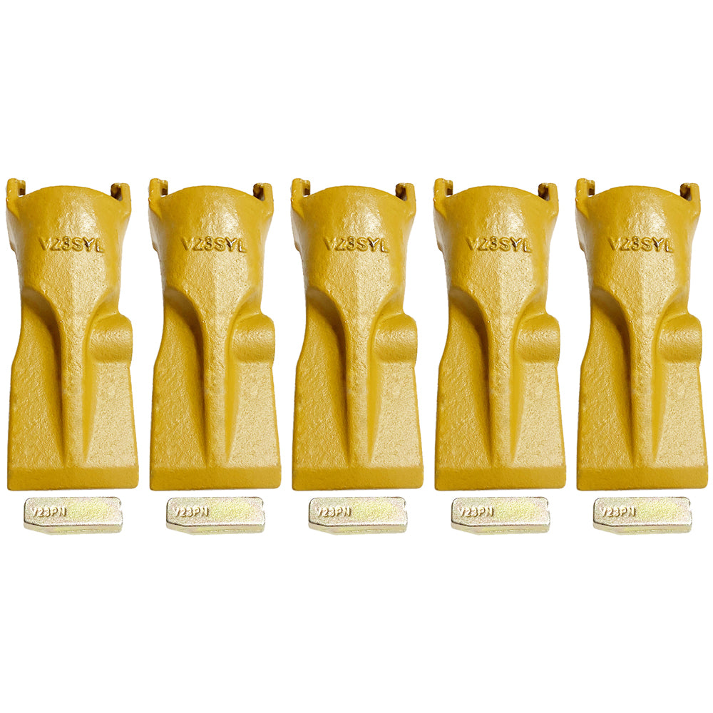 BDI Wear Parts V23SYL Esco Style Dirt Bucket Teeth Digging Tooth with V23PN Pins - 5 Set