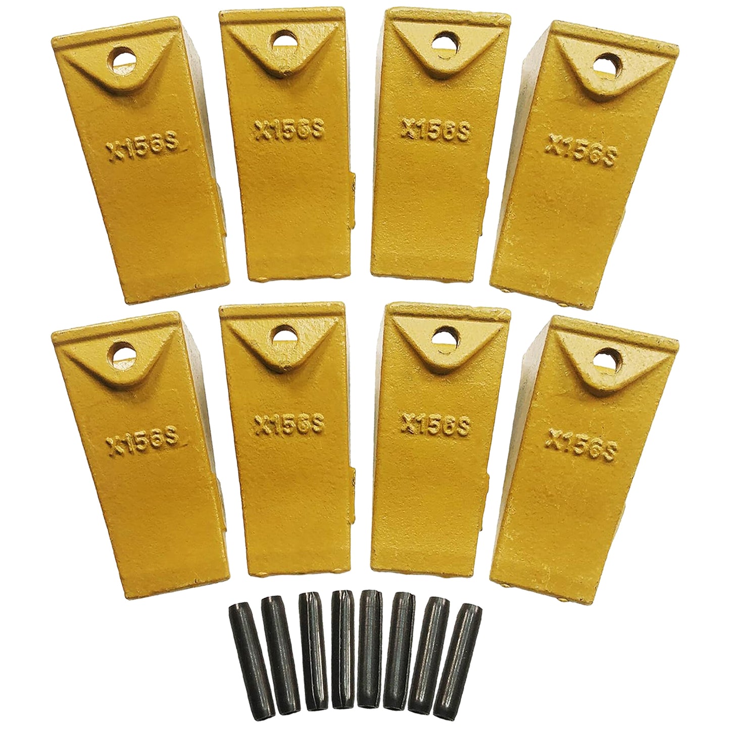 BDI Wear Parts X156S Short Dirt Teeth Hensley Style Bucket Teeth/Tooth with P156 Roll Pins - 8 Pack