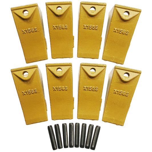 BDI Wear Parts X156S Short Dirt Teeth Hensley Style Bucket Teeth/Tooth with P156 Roll Pins - 8 Pack