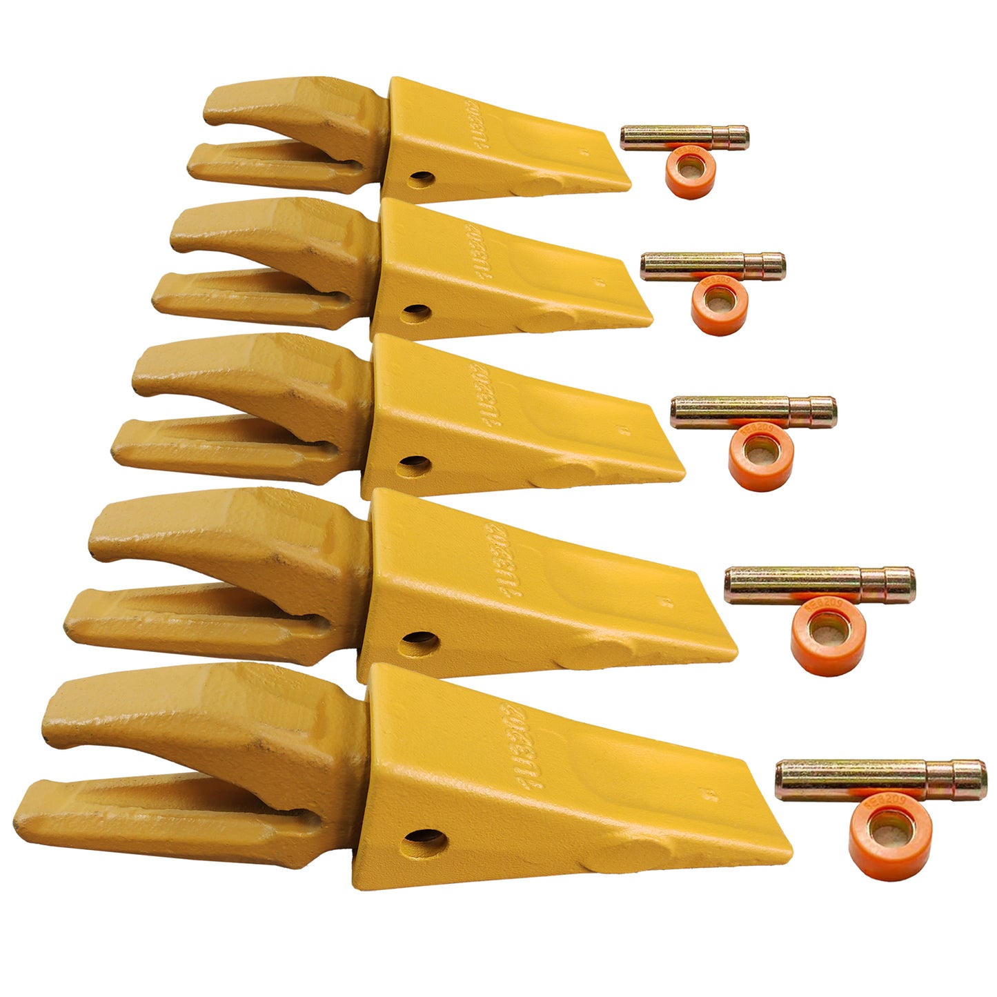 BDI Wear Parts Assembly Adapter 119-3204 Bolt On Shank / 1U3202 Excavator Bucket Teeth/Pin 8E6208 Retainer 8E6209, Caterpillar Bucket Tooth J200 Series - 5 Set
