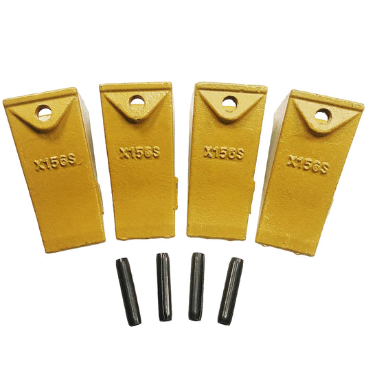 BDI Wear Parts X156S Short Dirt Teeth Hensley Style Bucket Teeth/Tooth with P156 Roll Pins - 4 Pack