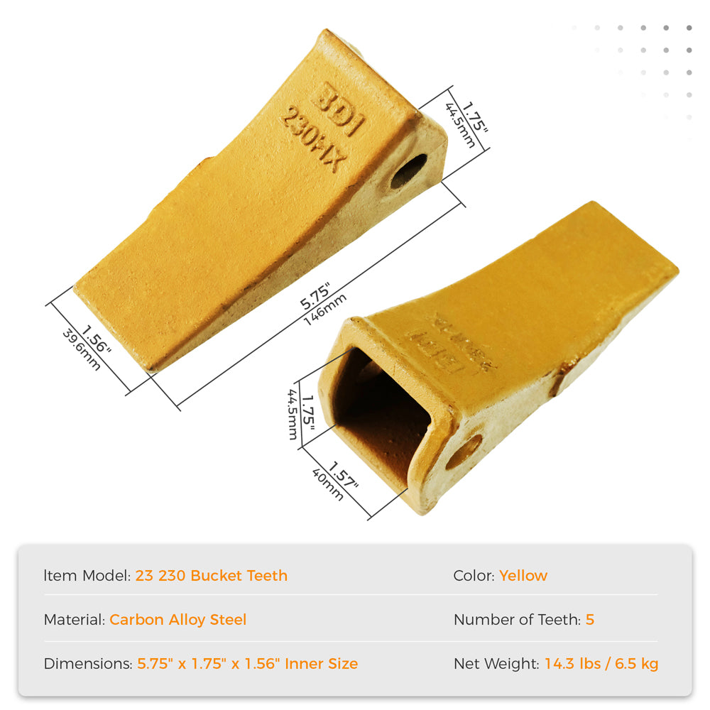 9 Pack 23 230HX Bucket Teeth Dirt Teeth JD Bucket Digging Teeth/Bucket Tooth& TF23P Flex Pins