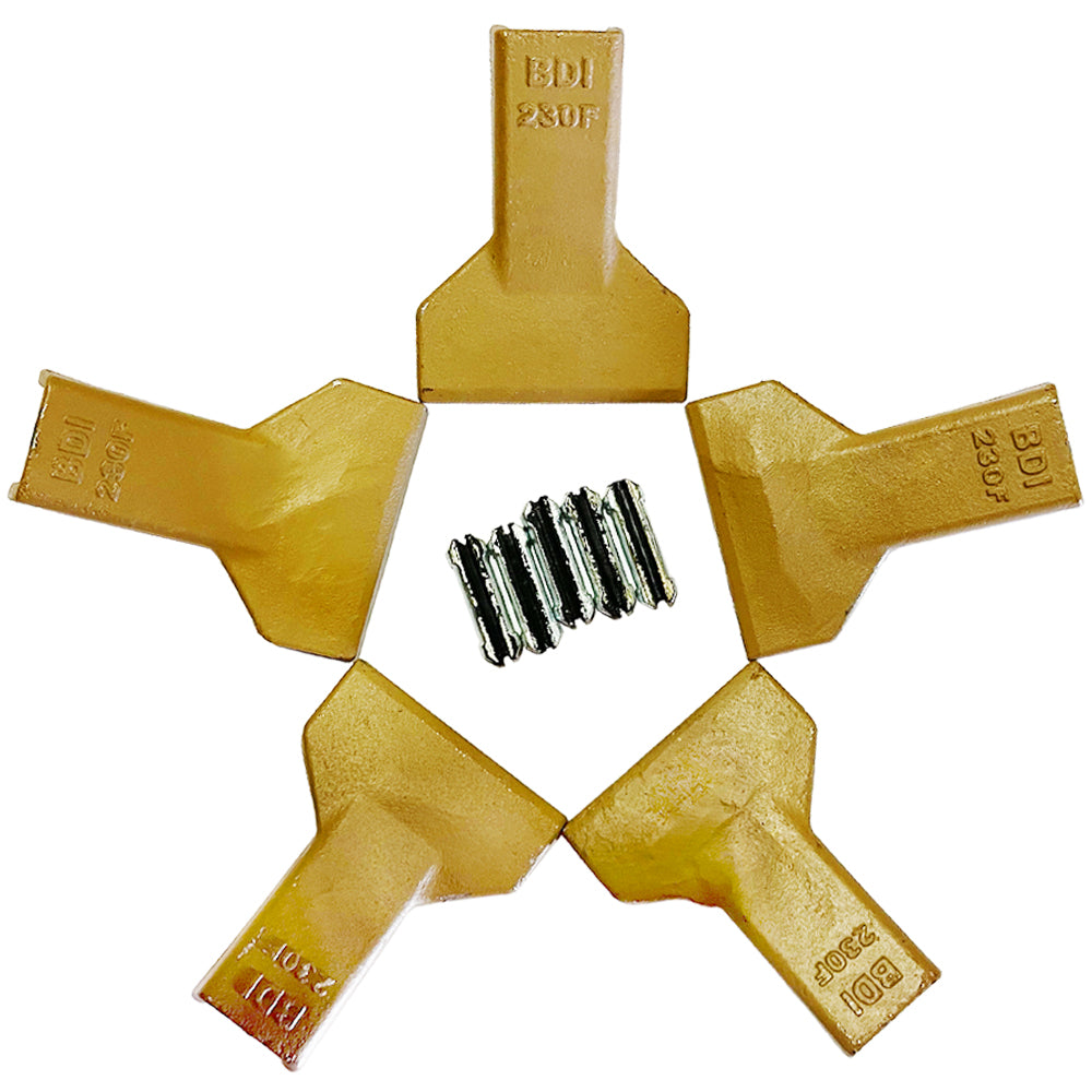 BDI Wear Parts 230F Heavy Flare BDI Tooth Company Bucket Teeth + 23FP Flexpins for Mini Excavator Backhoe Loade - 5 Pack