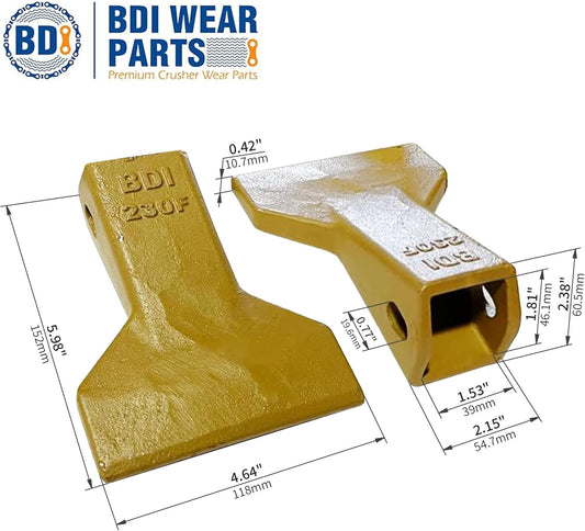 BDI Wear Parts 230F Heavy Flare BDI Tooth Company Bucket Teeth + 23FP Flexpins for Mini Excavator Backhoe Loade - 10 Pack