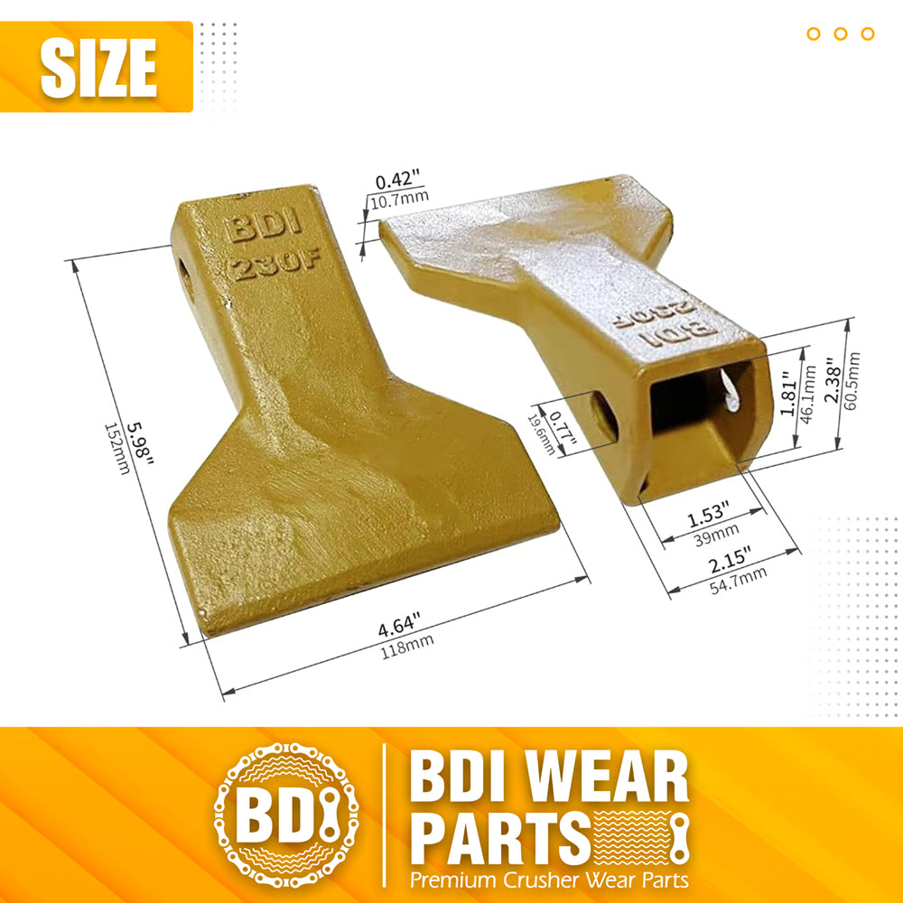BDI Wear Parts 230F Heavy Flare BDI Tooth Company Bucket Teeth + 23FP Flexpin for Mini Excavator Backhoe Loade - 1 Pack